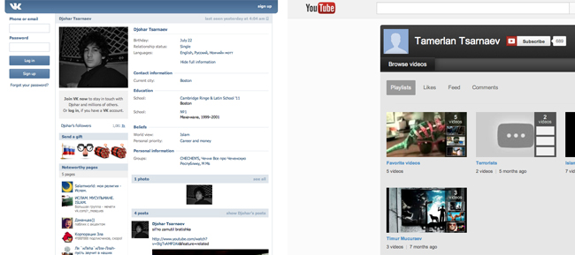 Social Media Tsarnaev Brothers